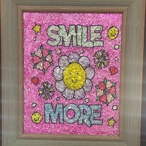 Smile More stain glass frame affect